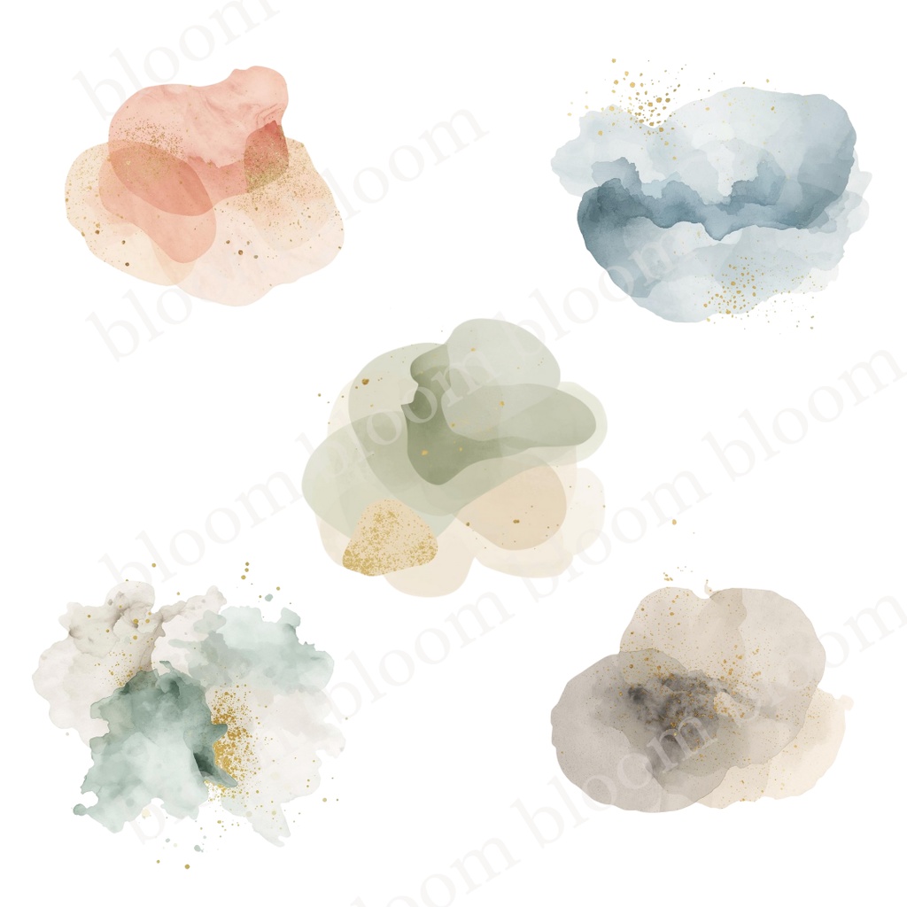 アルコールインク風 抽象ワンポイント素材 30点|背景透過PNG形式