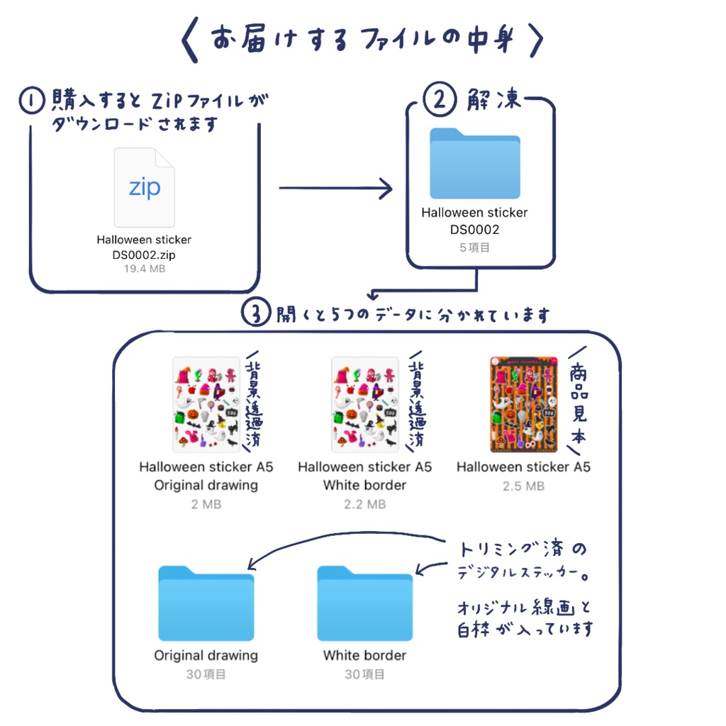 ハロウィン|デジタルステッカー|印刷可能