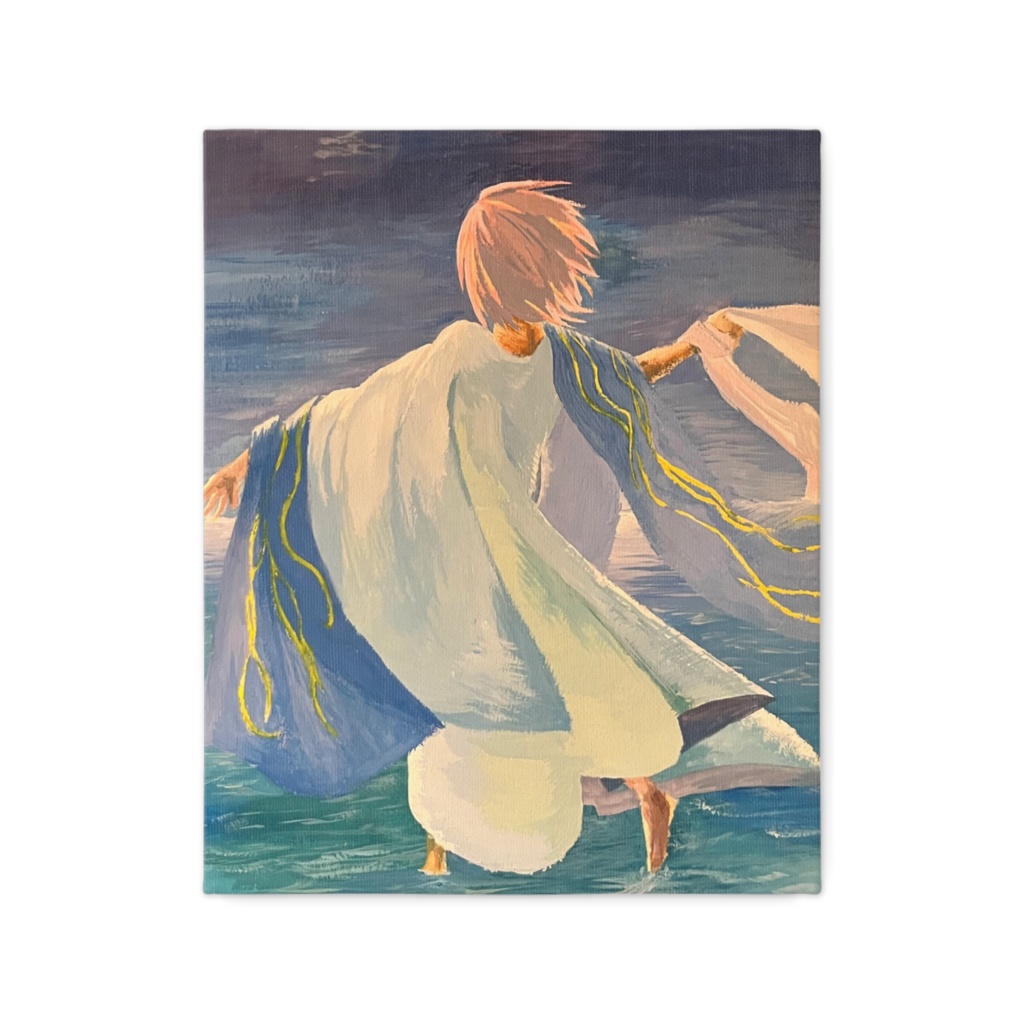 水彩画 キャンバス 海で舞う