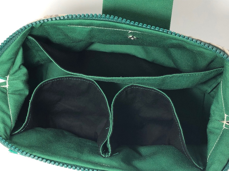 【会計ポーチ】緑の花柄