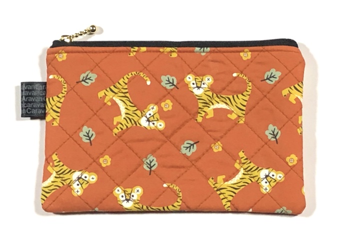 【生地にかすれ有り】【おまけ付】トラ柄【会計ポーチ】