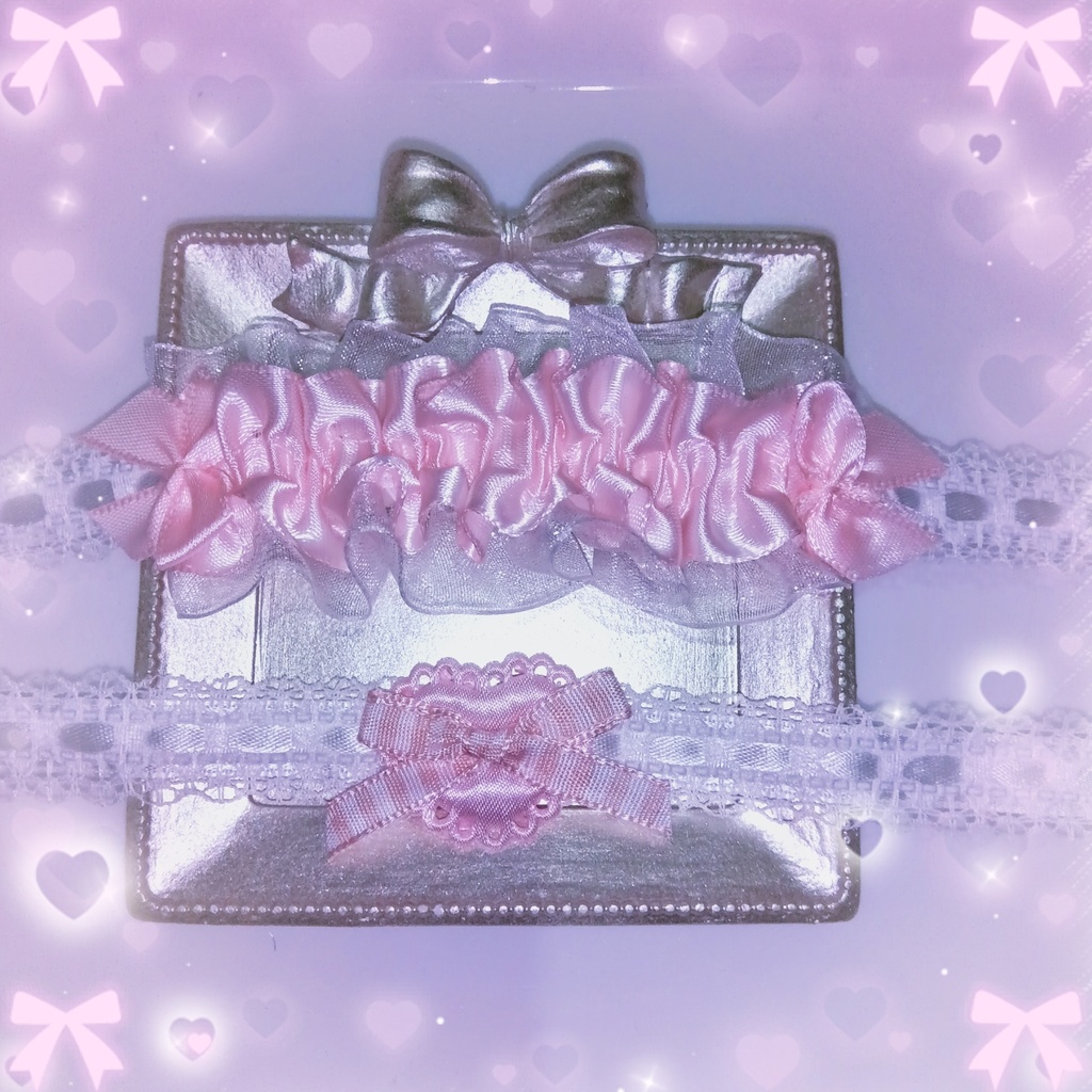 ピンク2点セット ヘッドドレス 10-12cm用 リボン❤