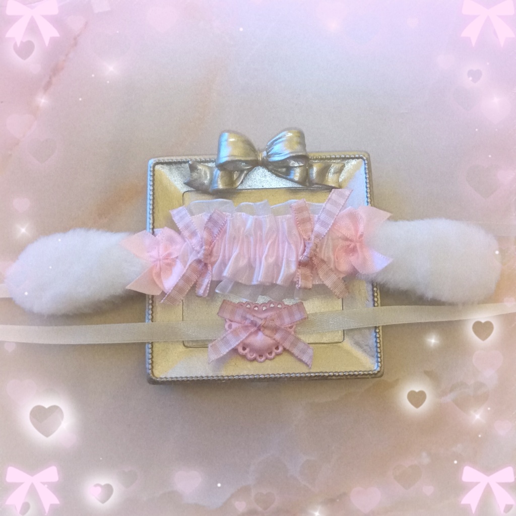 ピンク2点セット ヘッドドレス 10-12cm用 リボン❤