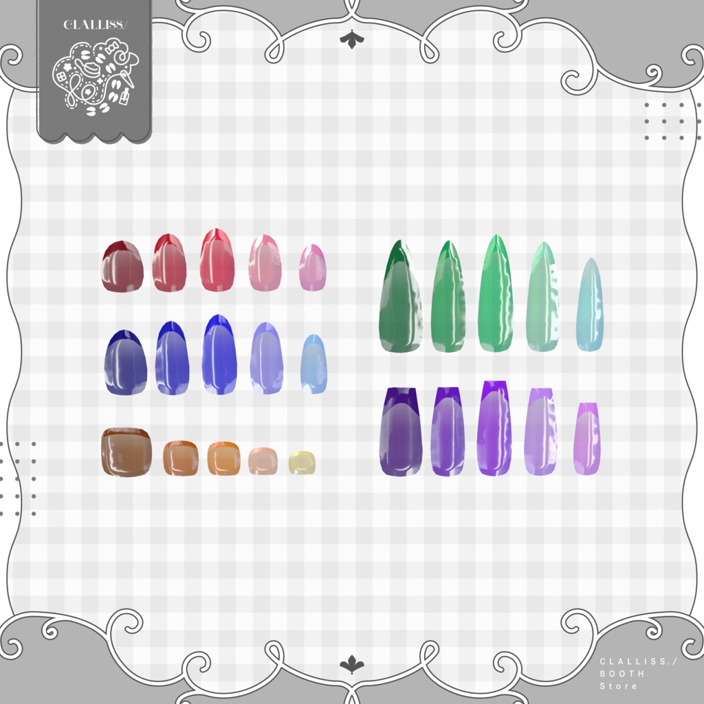 【MDollNail対応】Simple Color Nail【3アバター対応】