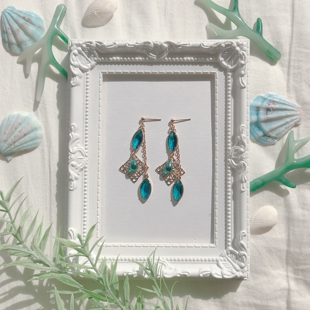 海辺に光る ピアス イヤリング もののべ骨董店 Booth