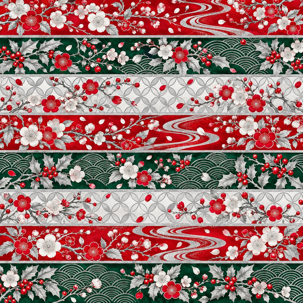 Japanese Kimono Obi Wrapping Paper – Printable PDF, 30 × 30 cm, 24 Pages|着物の帯柄・包み紙PDF 30cm正方形・24枚セット