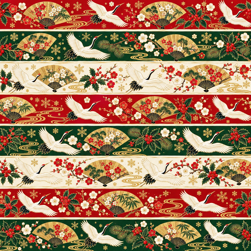 Japanese Kimono Obi Wrapping Paper – Printable PDF, 30 × 30 cm, 24 Pages｜着物の帯柄・包み紙PDF 30cm正方形・24枚セット