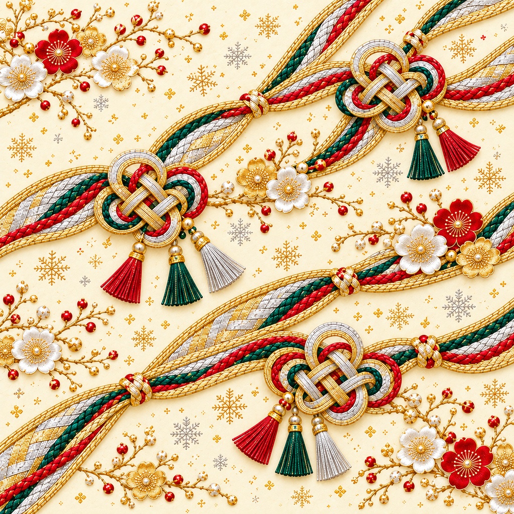 Japanese Obidome-Inspired Wrapping Paper – Printable PDF, 30 × 30 cm, 24 Pages|和柄・帯留めの包み紙PDF 30cm正方形・24枚セット