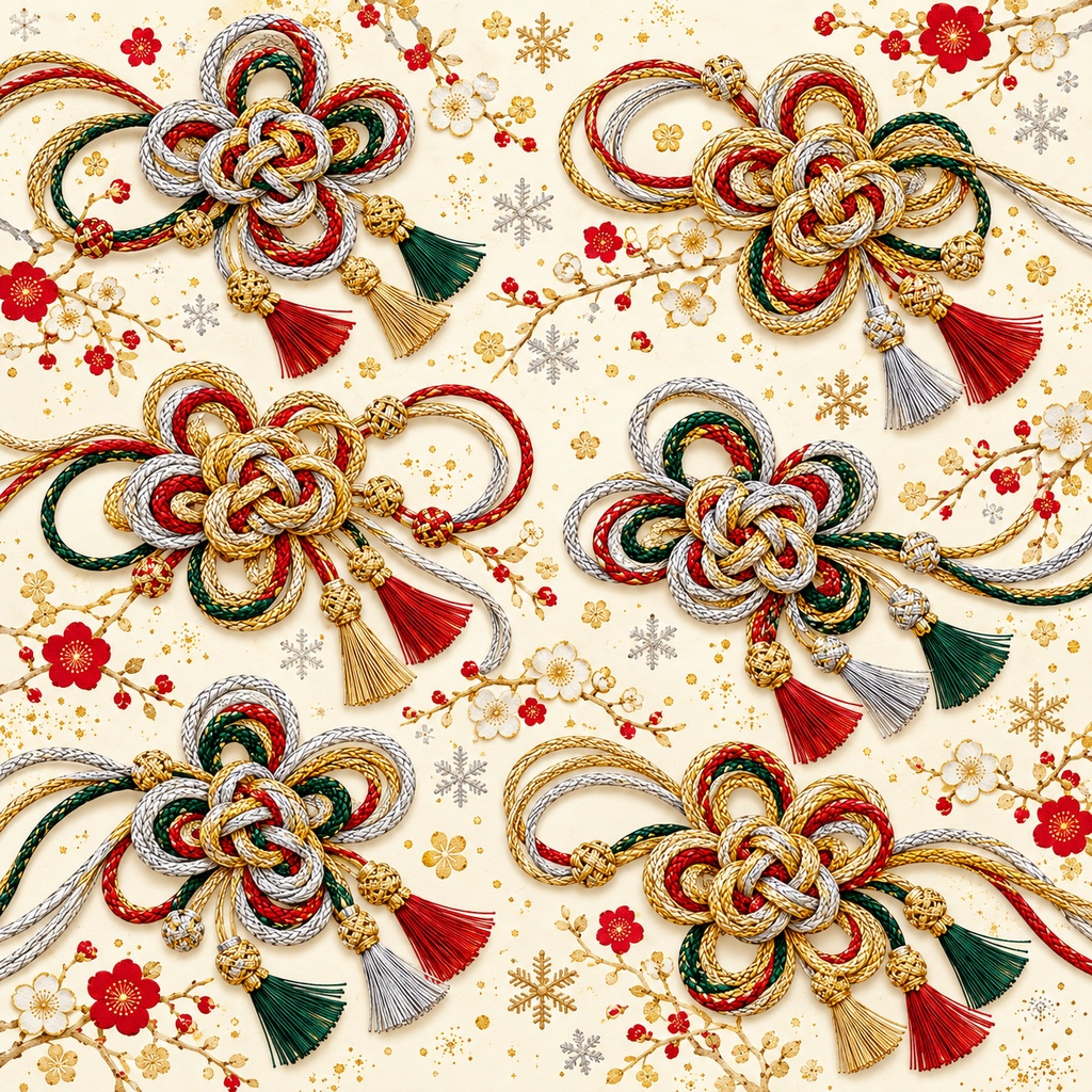 Japanese Obidome-Inspired Wrapping Paper – Printable PDF, 30 × 30 cm, 24 Pages|和柄・帯留めの包み紙PDF 30cm正方形・24枚セット