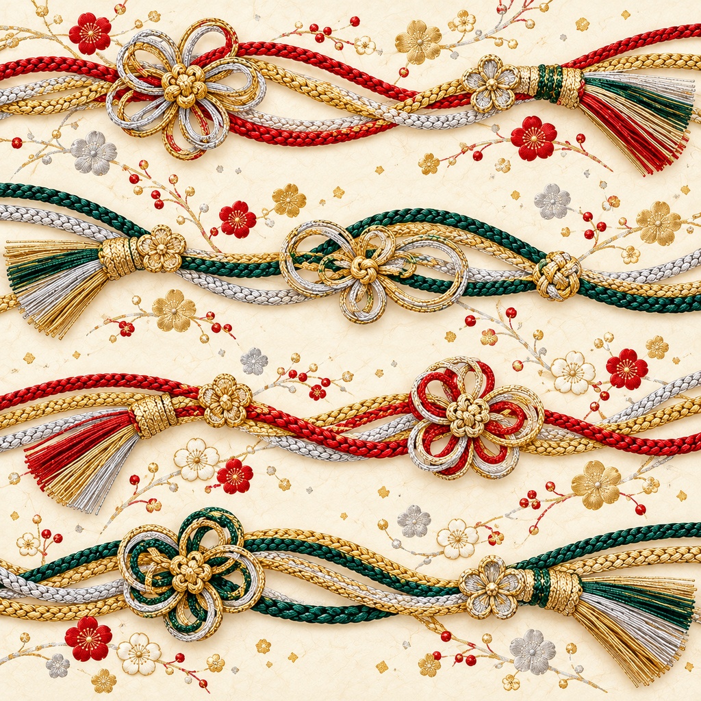 Japanese Obidome-Inspired Wrapping Paper – Printable PDF, 30 × 30 cm, 24 Pages｜和柄・帯留めの包み紙PDF 30cm正方形・24枚セット
