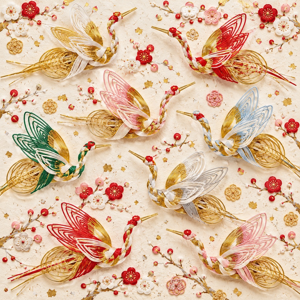 Japanese Mizuhiki Wrapping Paper – Printable PDF, 30 × 30 cm, 24 Pages|和柄・水引の包み紙PDF 30cm正方形・24枚セット