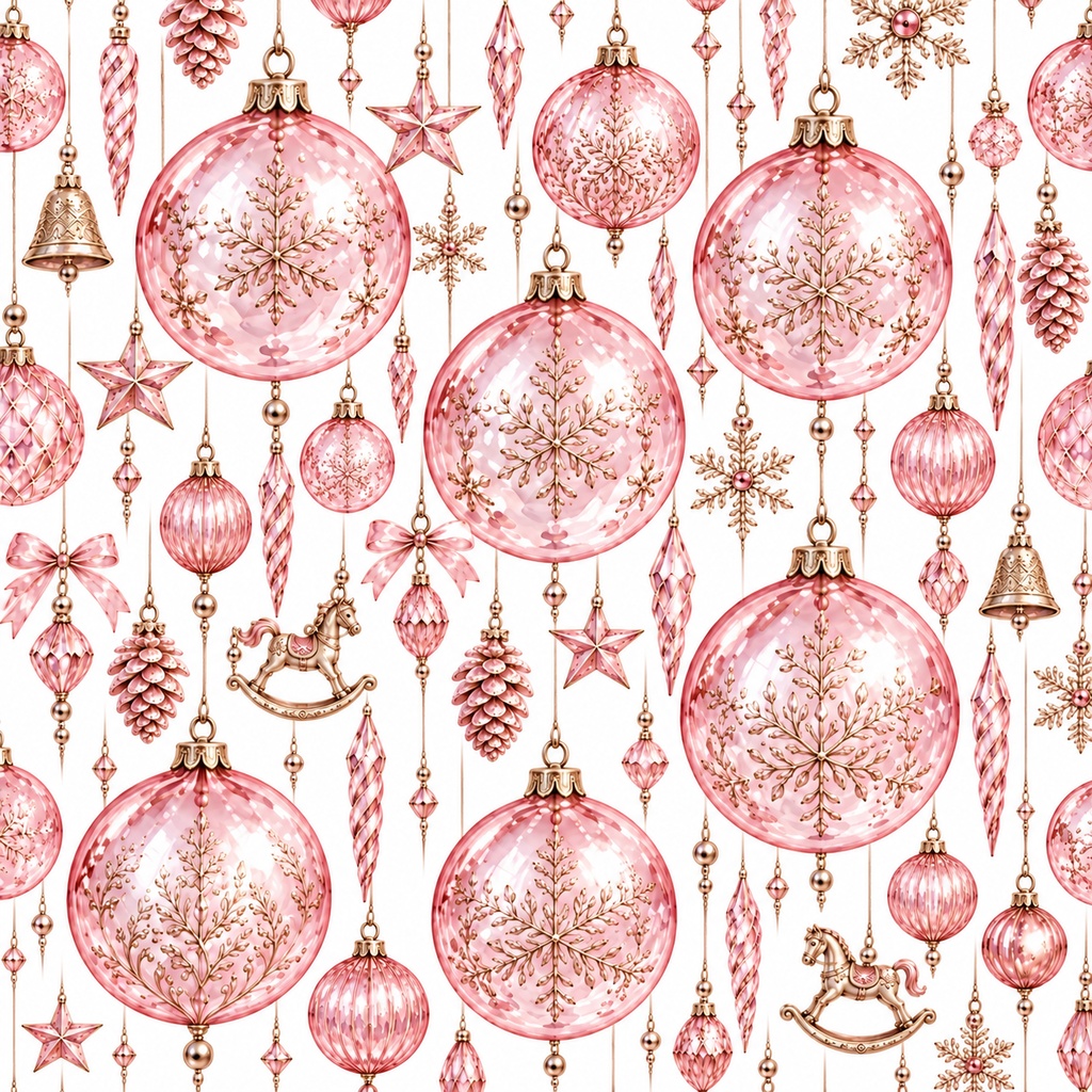 Christmas Glass Bauble Wrapping Paper | Printable PDF, 30×30cm, 4 Colours | クリスマス ガラス玉オーナメント柄ラッピングペーパー｜30cm正方形・淡い色の4色セット