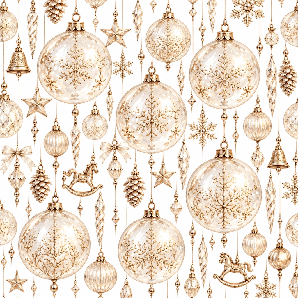 Christmas Glass Bauble Wrapping Paper | Printable PDF, 30×30cm, 4 Colours | クリスマス ガラス玉オーナメント柄ラッピングペーパー|30cm正方形・淡い色の4色セット