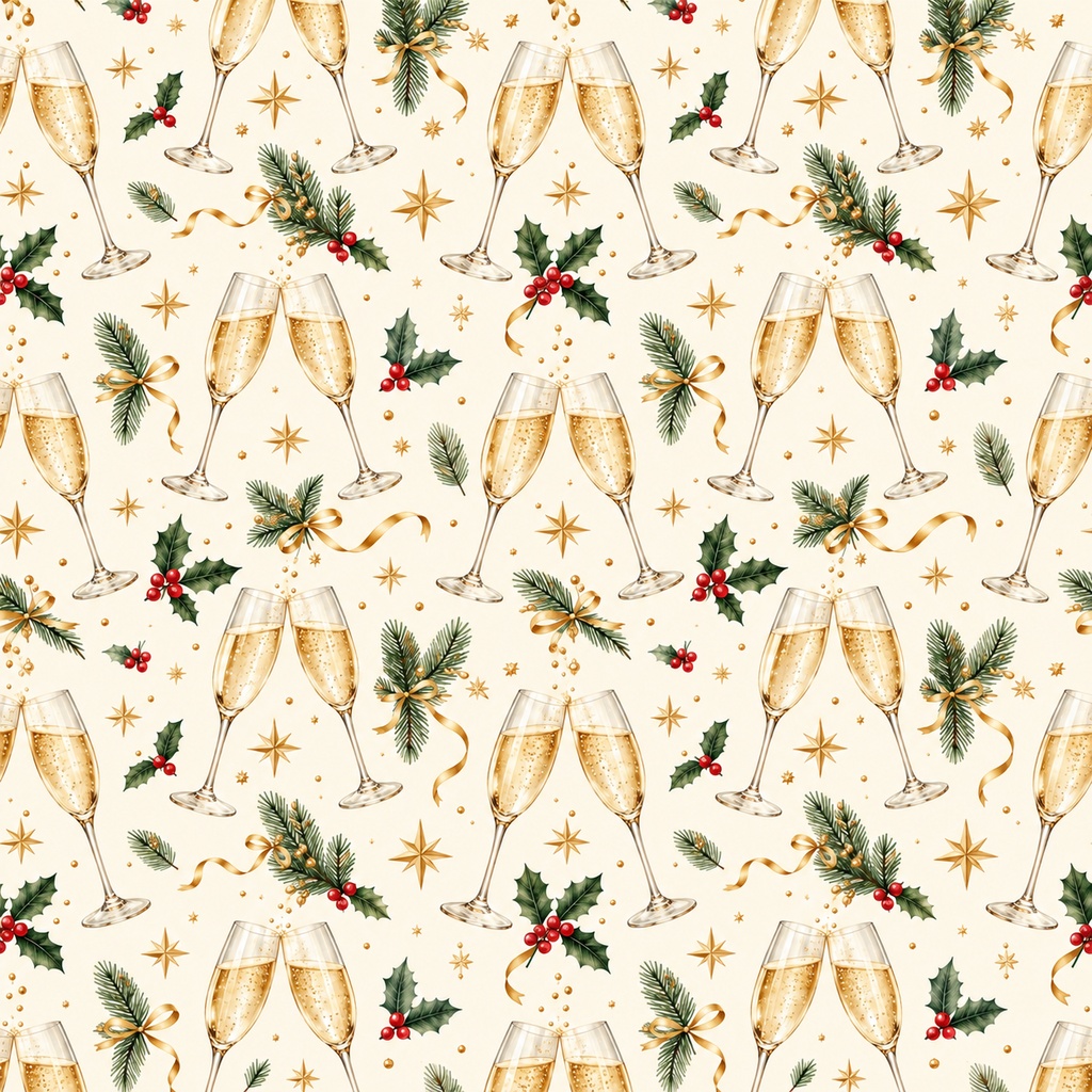 Christmas Wrapping Paper – Festive Moments | Printable PDF, 30×30cm, 4 Designs | クリスマス ラッピングペーパー|マグカップ・雪のお店・シャンパン・お弁当|30cm正方形・4柄セット