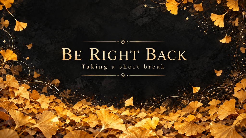 Golden Ginkgo Leaves Stream Background Set – 5 Screens | 黄金の銀杏の落ち葉 和風配信背景5枚セット