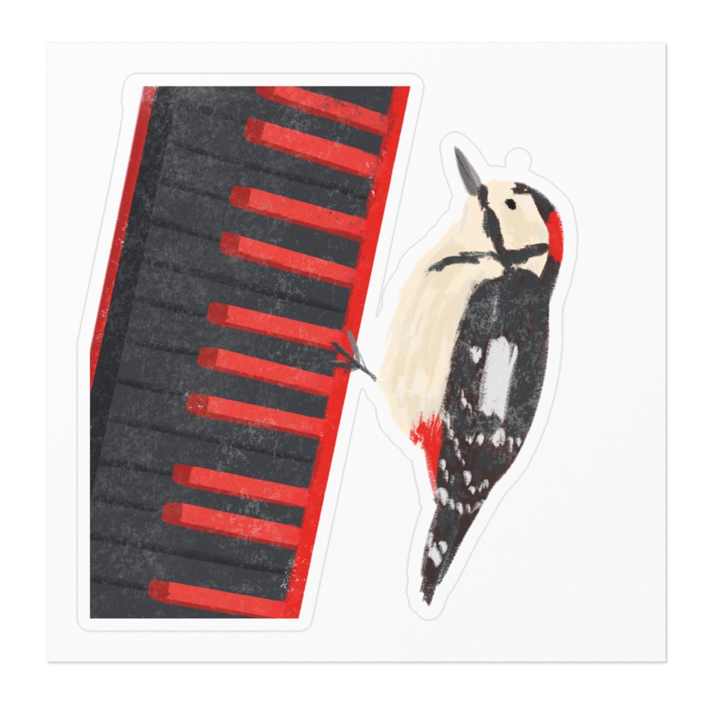 アカゲラピアノステッカー