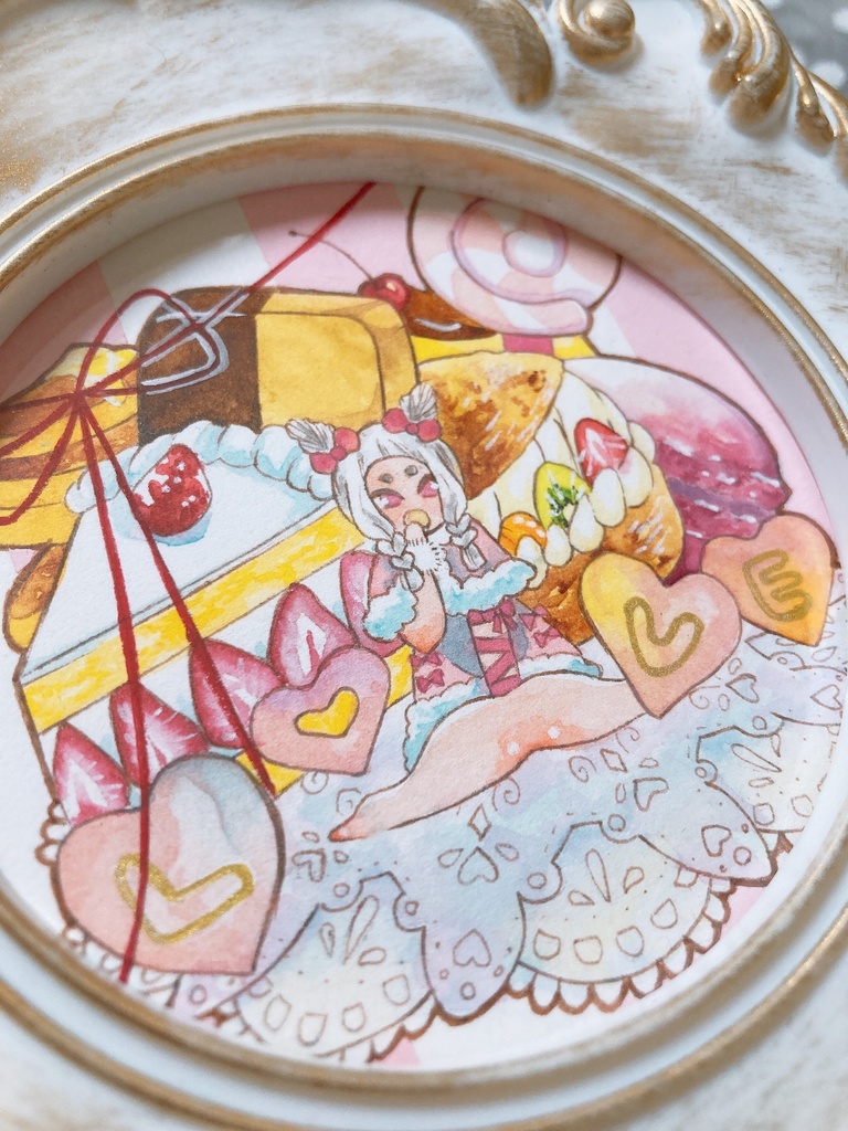 【透明水彩原画】恋する乙女はスイーツのように甘い
