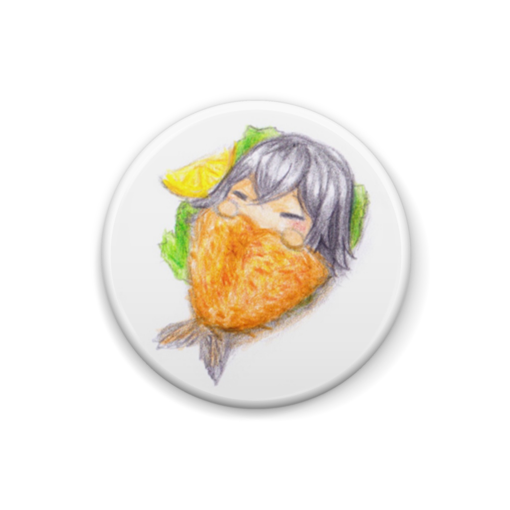 【稲荷様の子】お皿缶バッジ（クウコ）