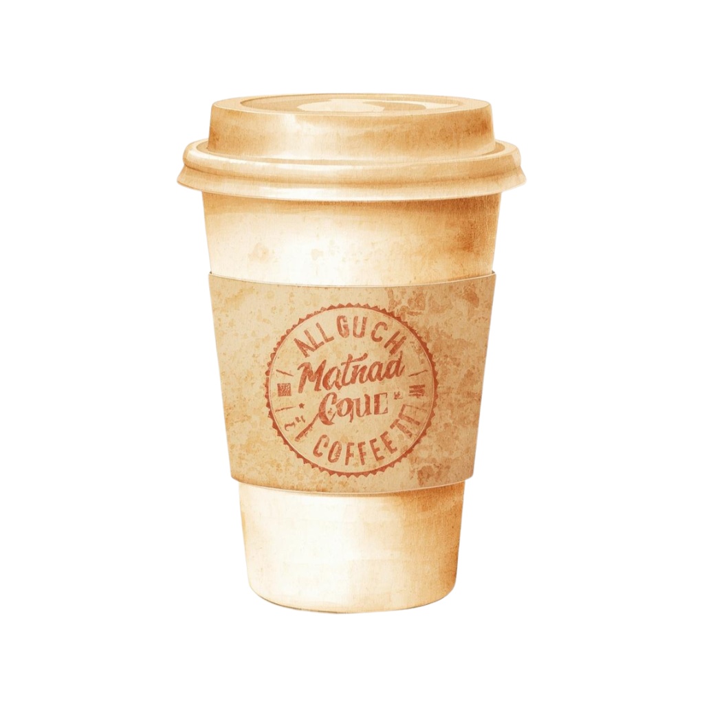 水彩カフェ・クリップアートセット(アンティークベージュ)| PNG透過背景