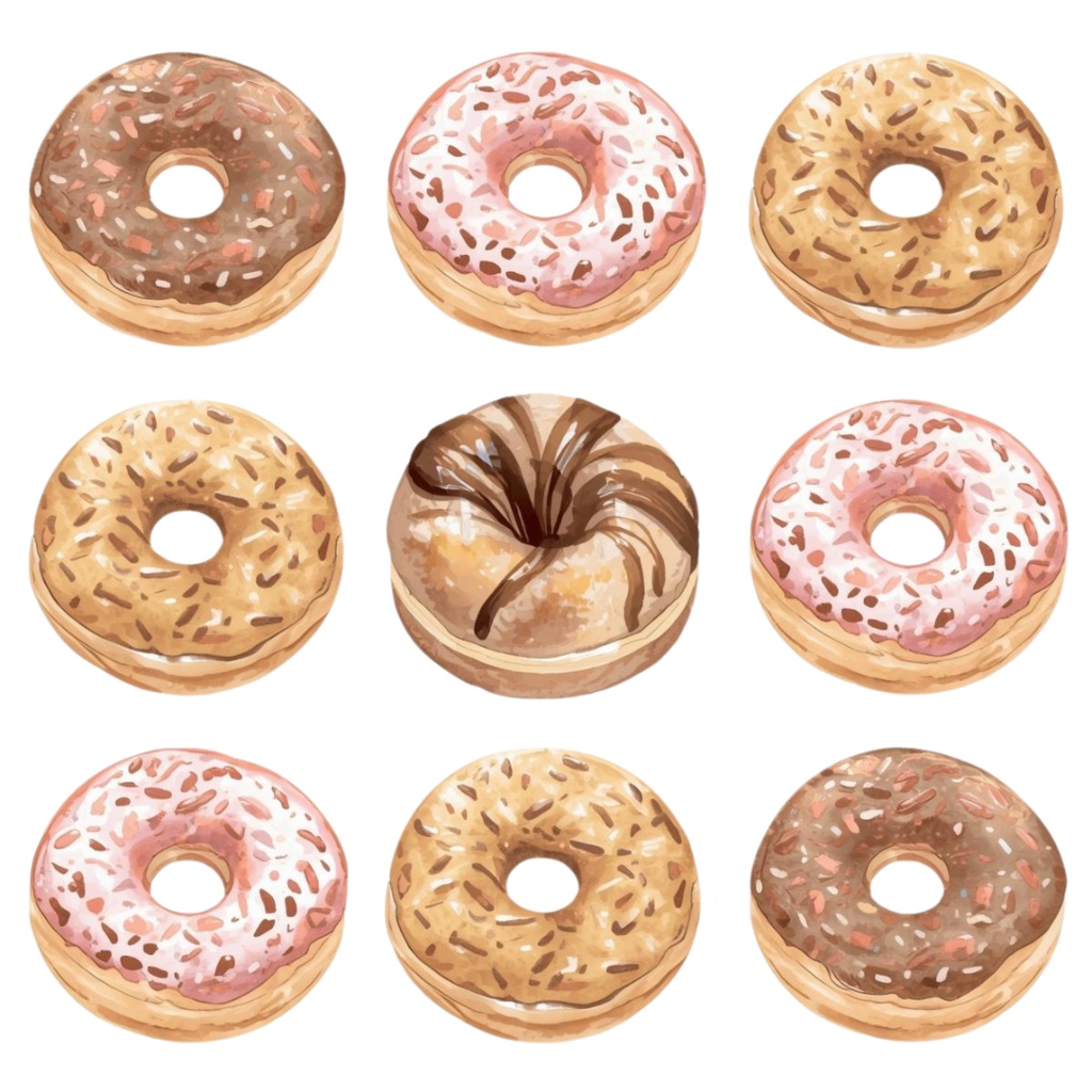 水彩カフェ・クリップアートセット(アンティークベージュ)| PNG透過背景