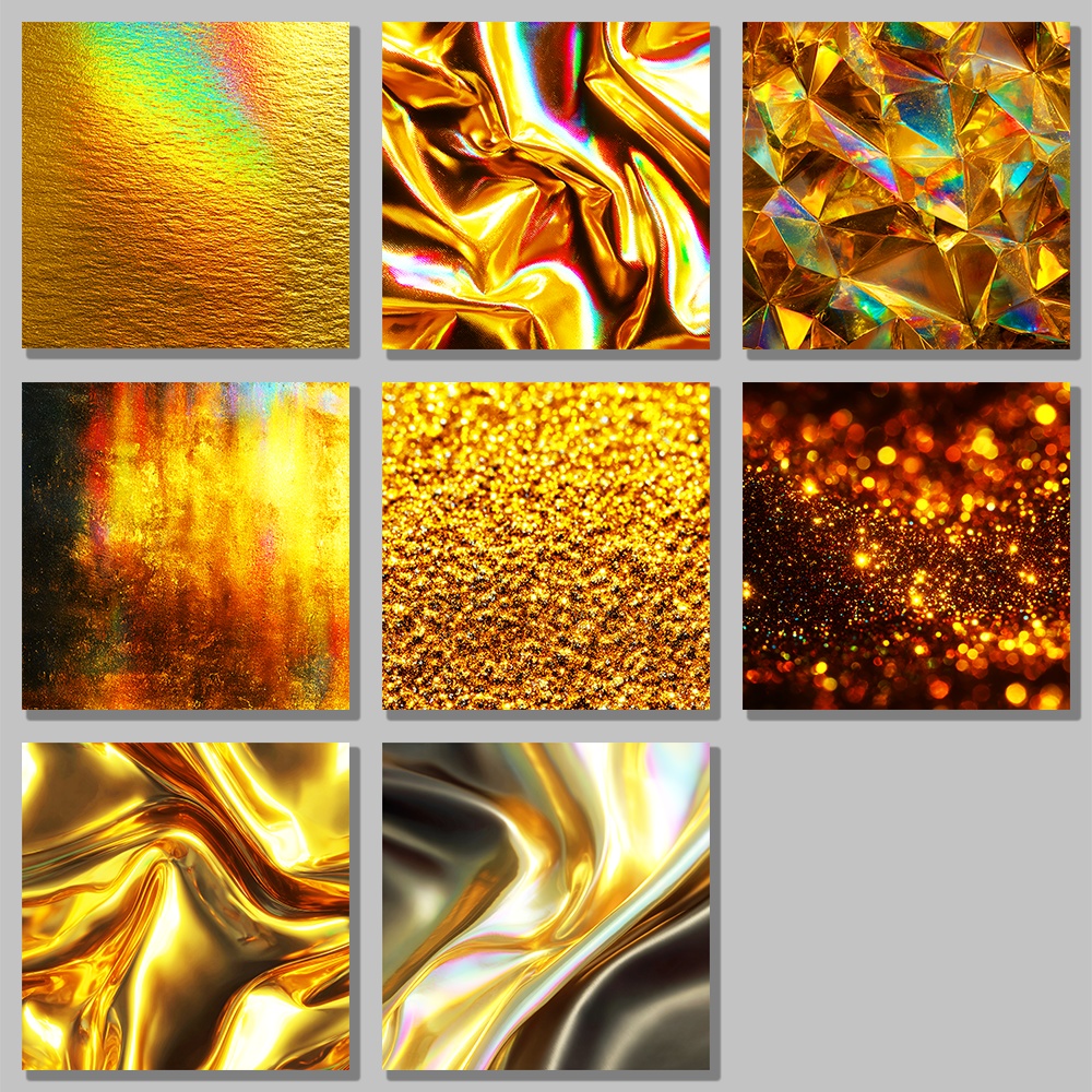 【配信・サムネ向け】高級ゴールド|金属ホログラムテクスチャ素材集