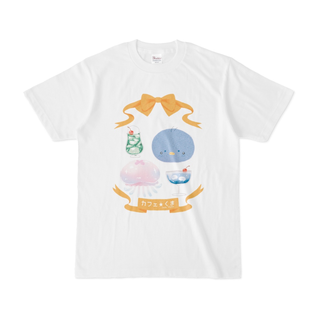 カフェ☆くま　リボン　あお丸　Tシャツ