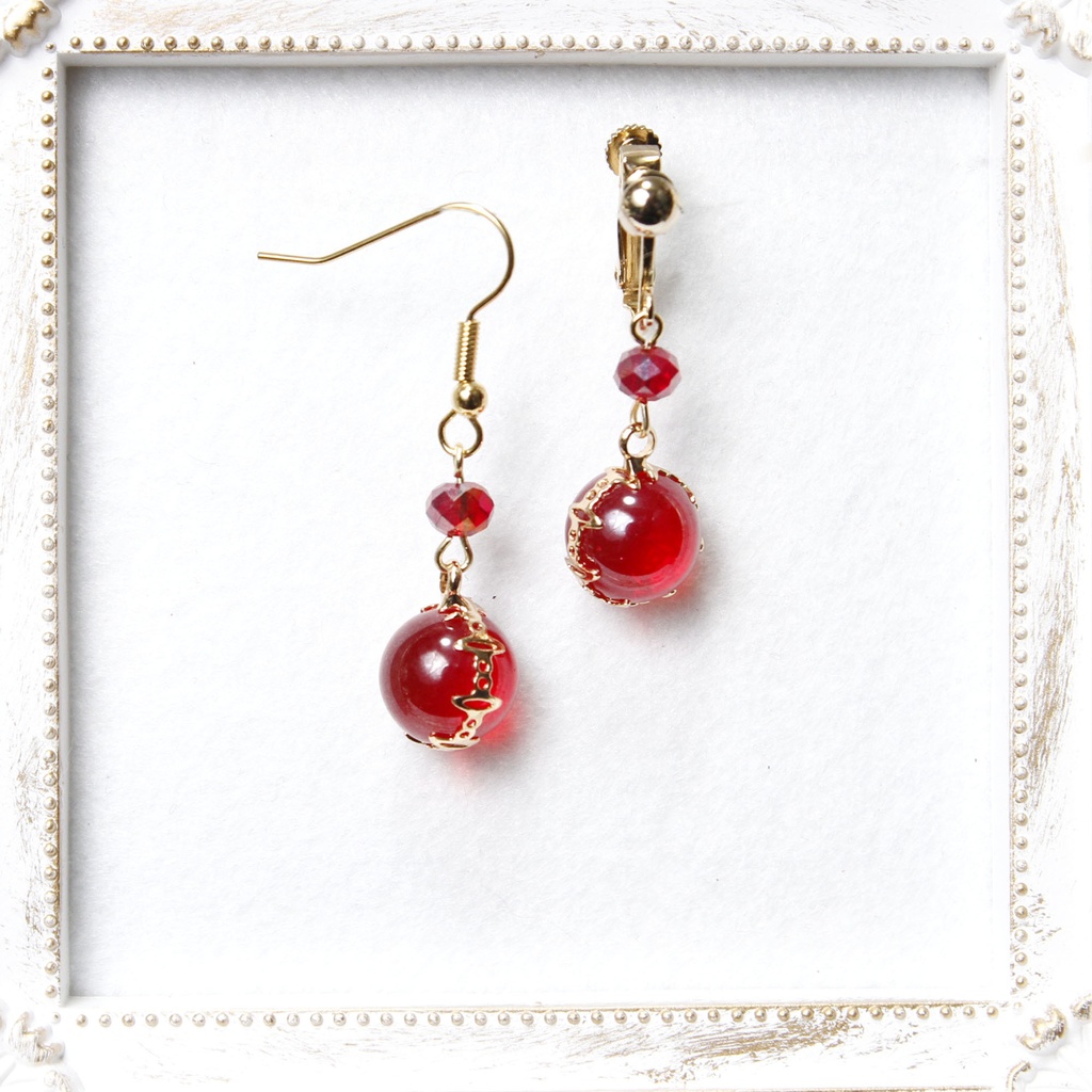 【ピアス】押し色イヤーアクセ(丸玉)