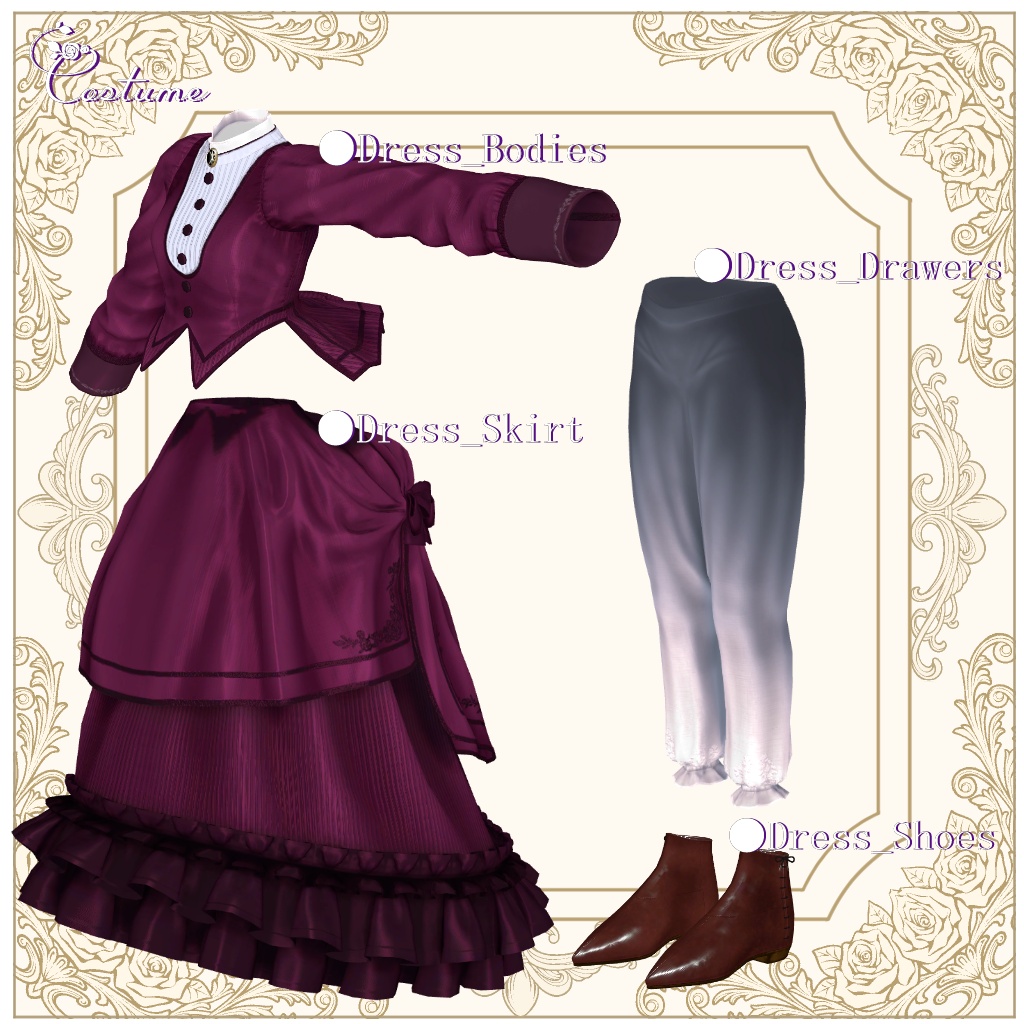 【発売記念セール】PostillionBustleDress【17アバター対応】