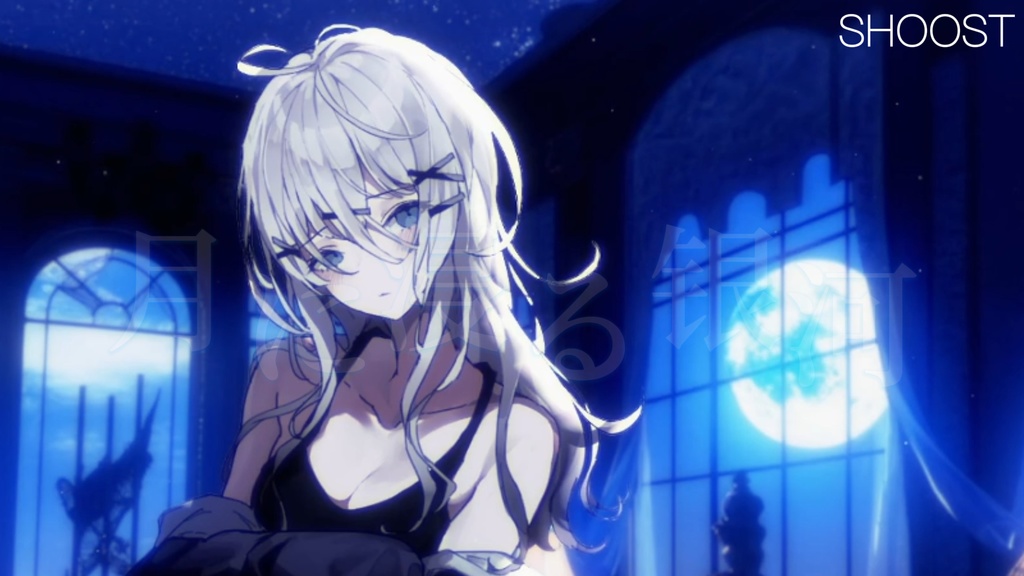 背景素材·月に浸る银河·夜の銀河リビング・配信背景・VTS&Shoost フィルター