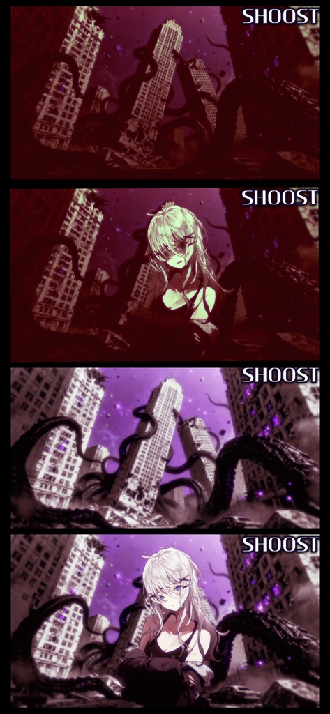 動く背景·蝕む縛り・触手x廃墟x裏世界x微恐怖要素/配信背景・VTS&Shoost フィルター