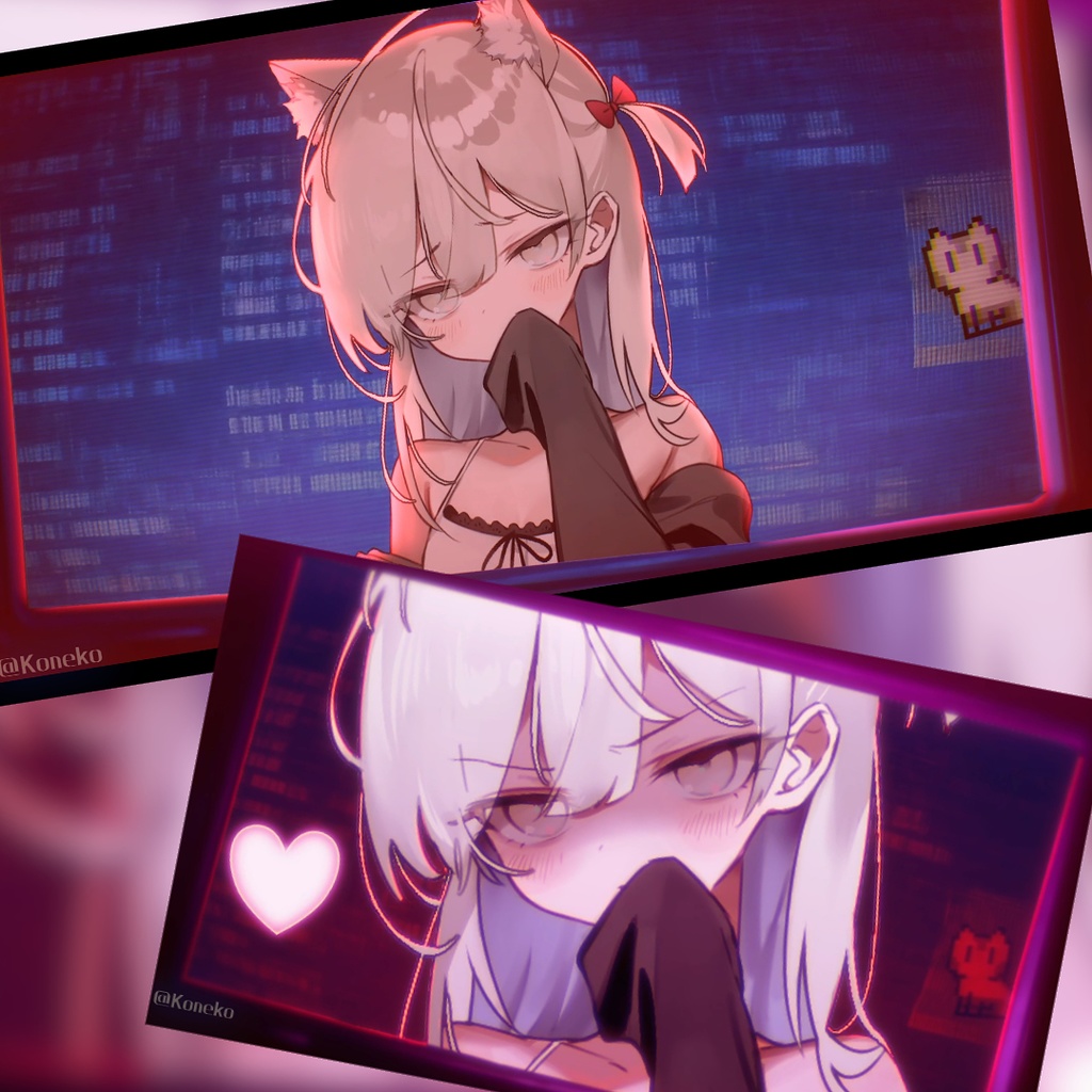 動く背景·被験体の恋人・スクリーン中xヤンデレxエレクトロx文字化けxバーチャル/配信背景・VTS&Shoost フィルター