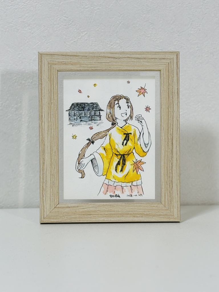 【一次創作】古代日本風の少女と秋のもみじ