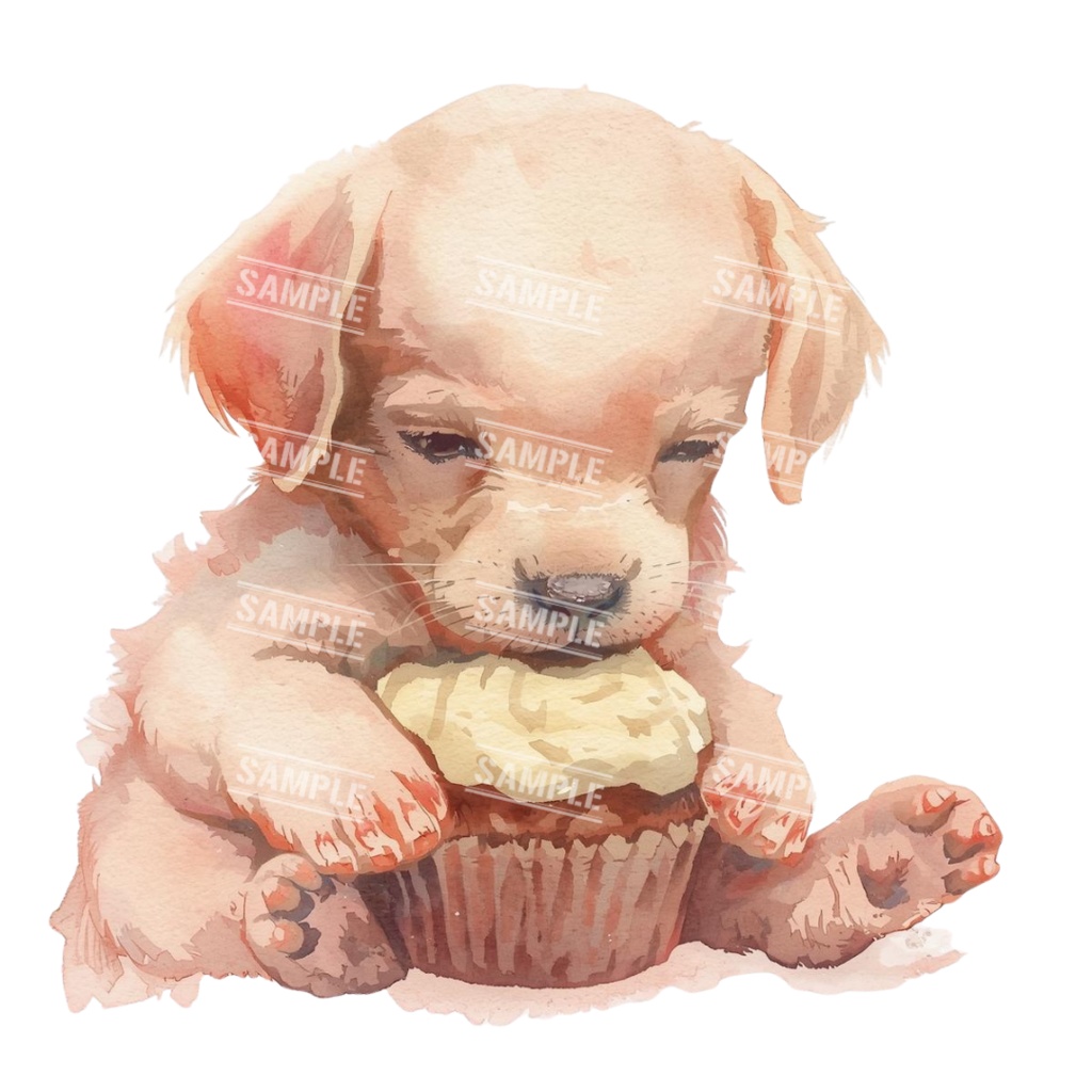 『baby animals(動物の赤ちゃん)』水彩画風 背景透過PNG素材 21点セット