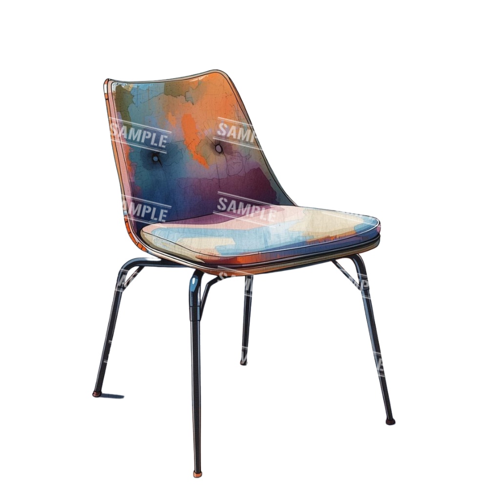 『chairs ~color ver.~』 水彩画風 背景透過PNG素材 39点セット