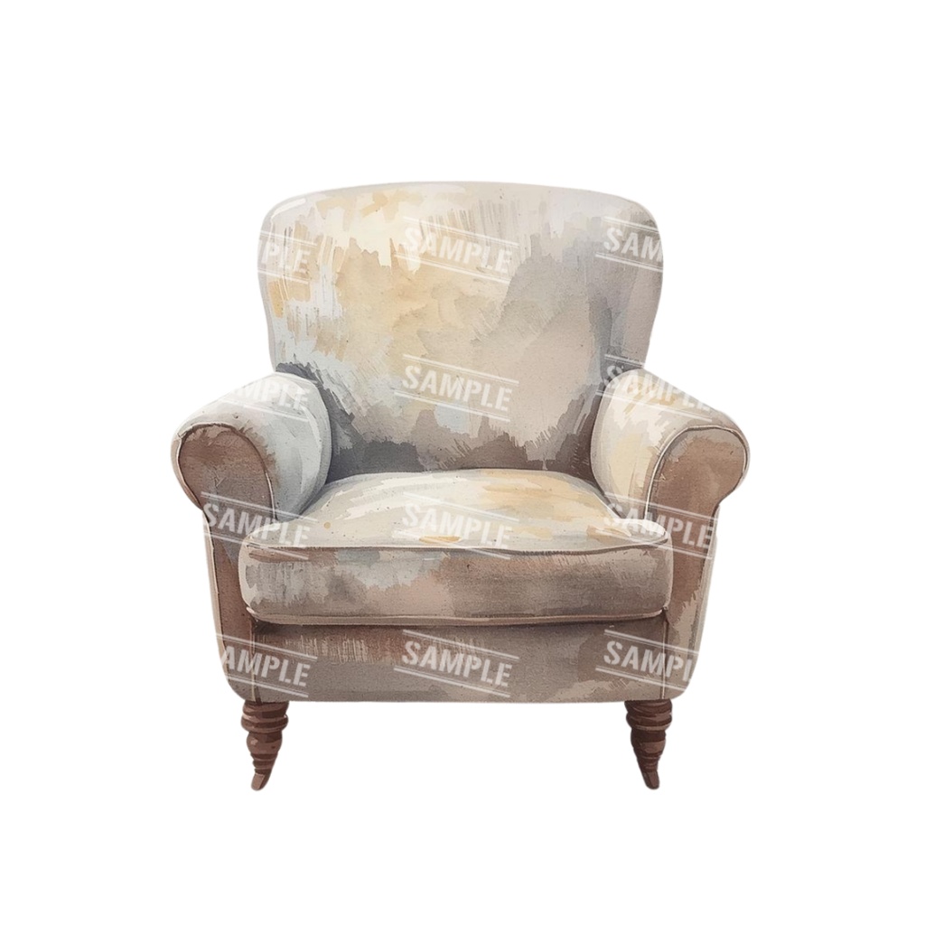 『chairs ~color ver.~』 水彩画風 背景透過PNG素材 39点セット