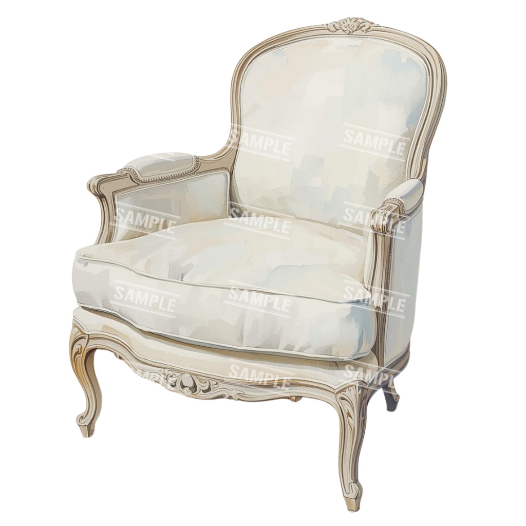 『chairs ~color ver.~』 水彩画風 背景透過PNG素材 39点セット