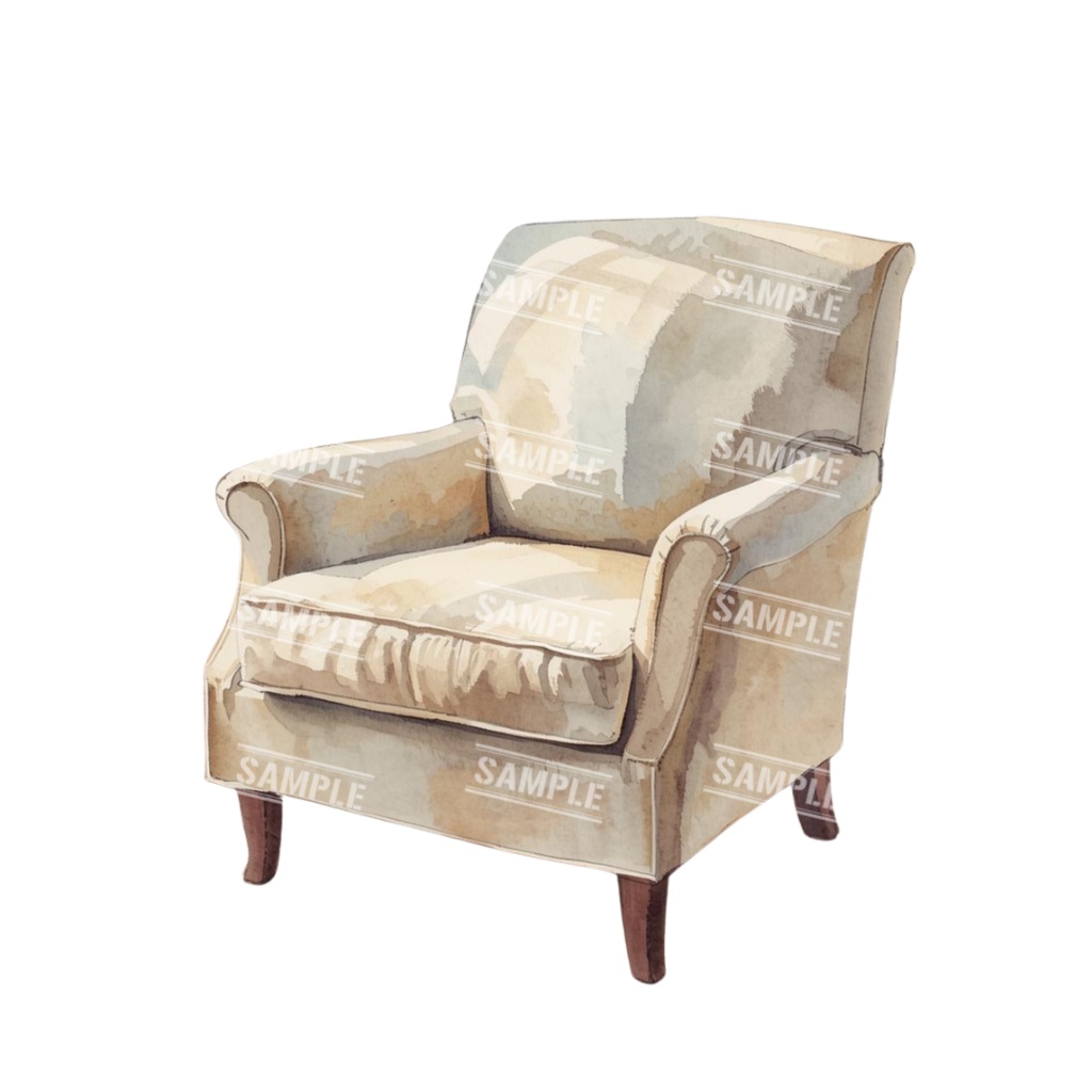 『chairs ~color ver.~』 水彩画風 背景透過PNG素材 39点セット