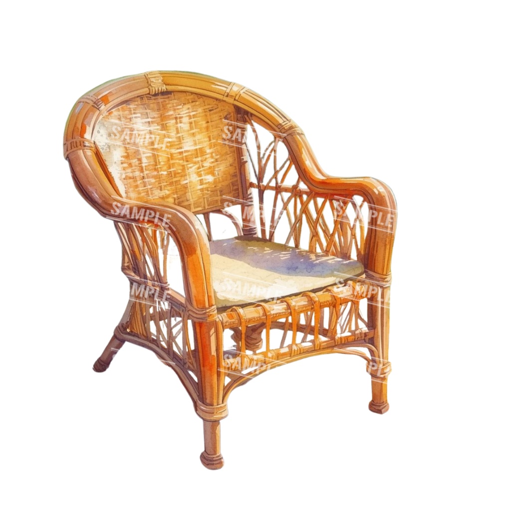 『chairs ~color ver.~』 水彩画風 背景透過PNG素材 39点セット