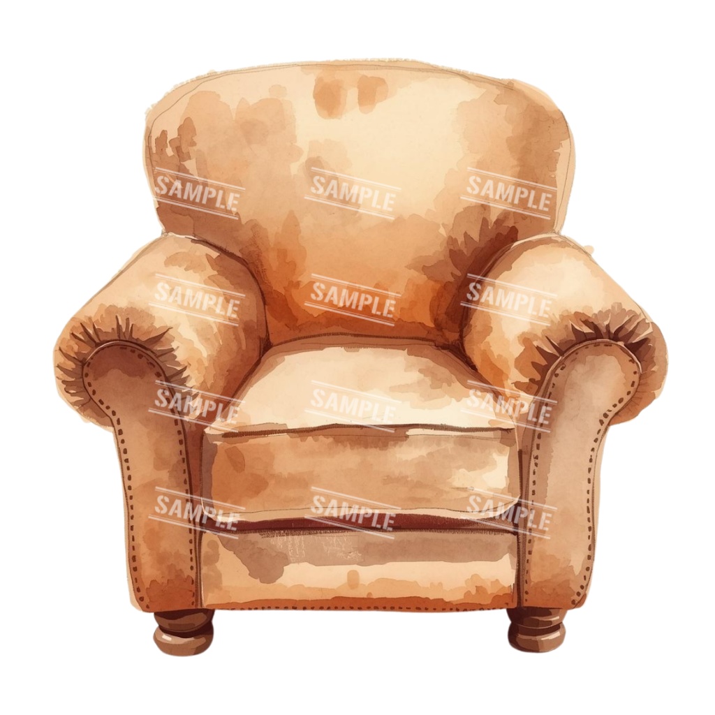 『chairs ~color ver.~』 水彩画風 背景透過PNG素材 39点セット