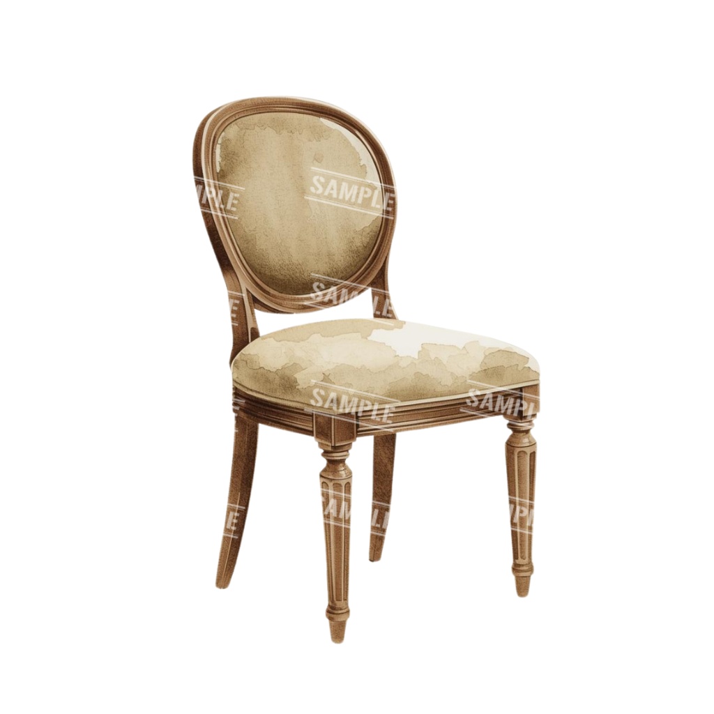 『chairs ~color ver.~』 水彩画風 背景透過PNG素材 39点セット