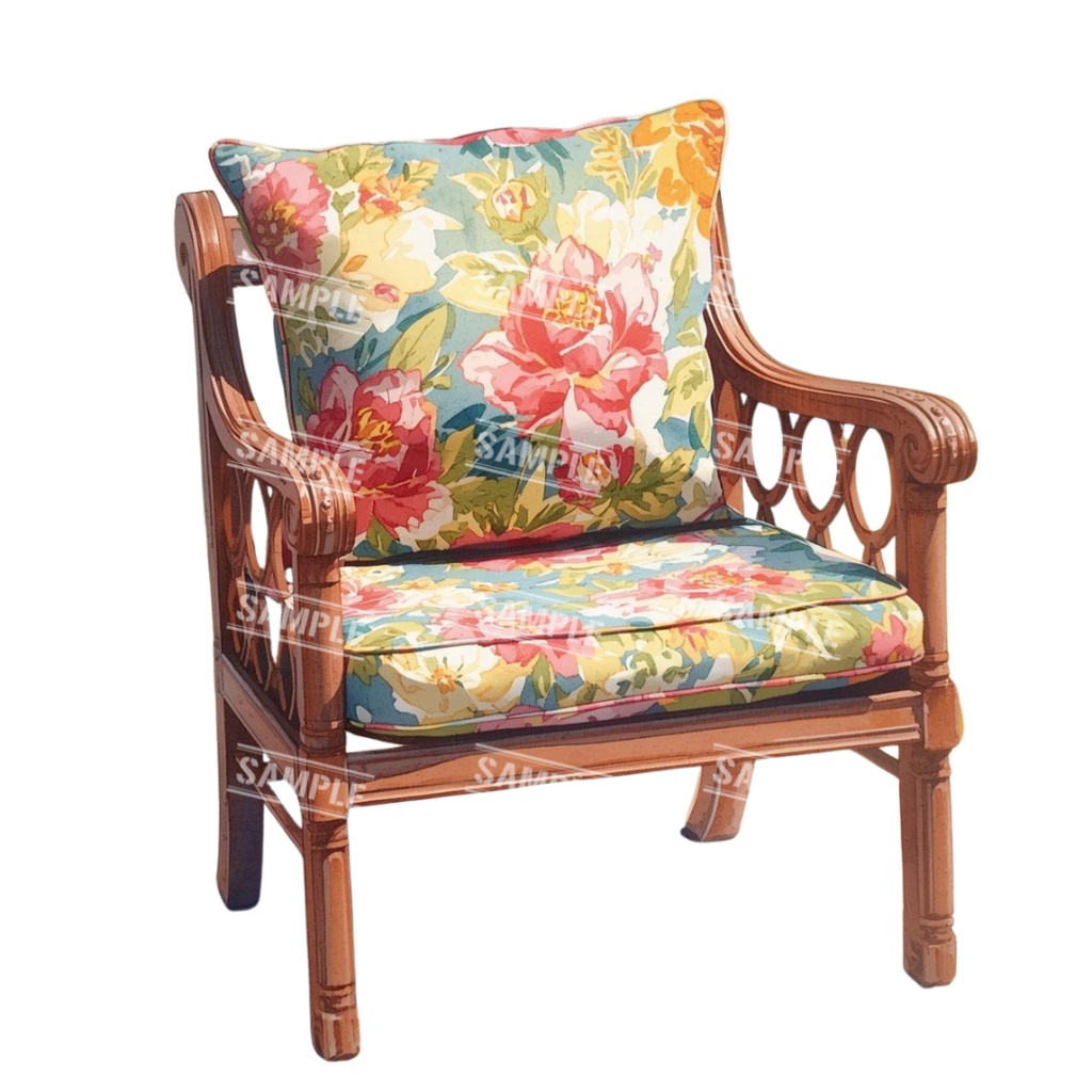 『chairs ~color ver.~』 水彩画風 背景透過PNG素材 39点セット