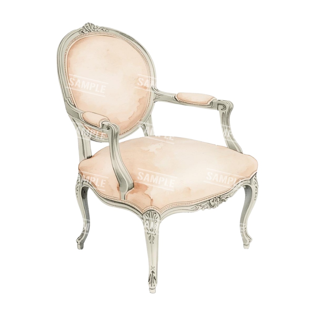 『chairs ~color ver.~』 水彩画風 背景透過PNG素材 39点セット