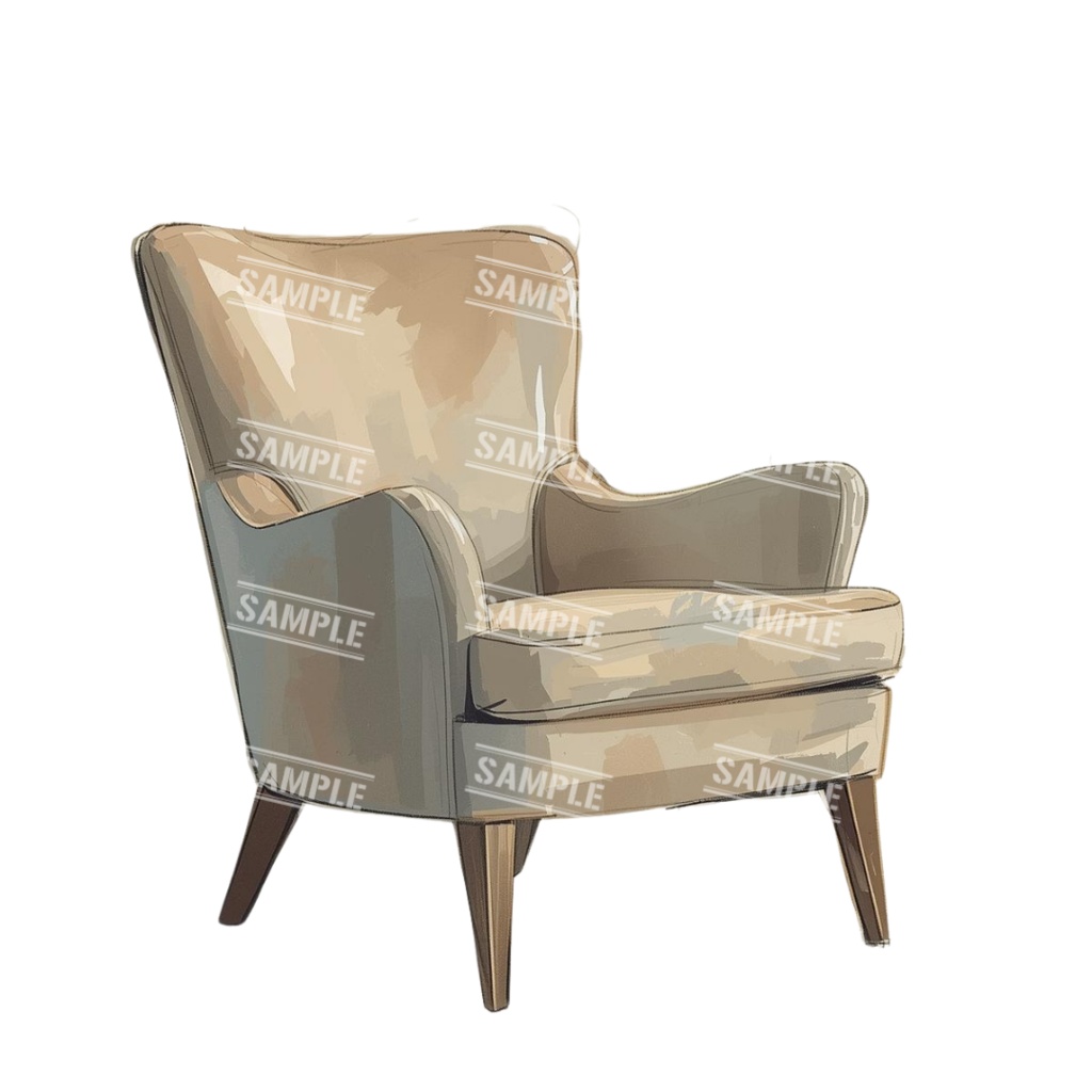 『chairs ~color ver.~』 水彩画風 背景透過PNG素材 39点セット