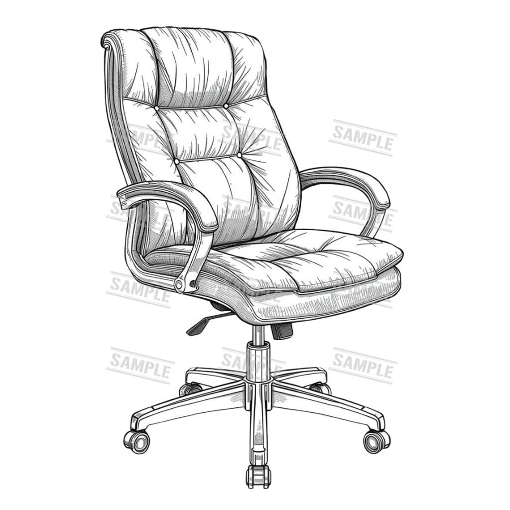 『chairs ~monochrome ver.~(椅子/モノクロ版)』 背景透過PNG素材 30点セット