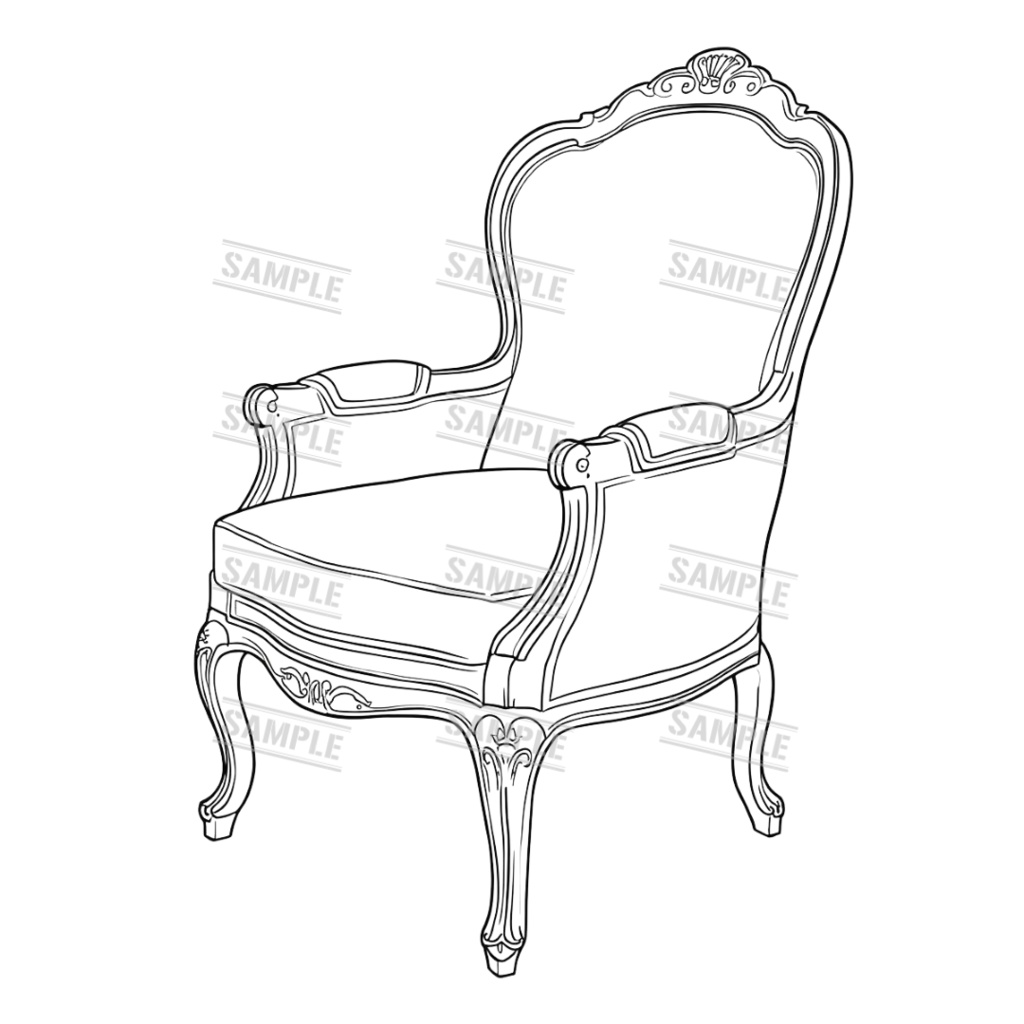 『chairs ~monochrome ver.~(椅子/モノクロ版)』 背景透過PNG素材 30点セット