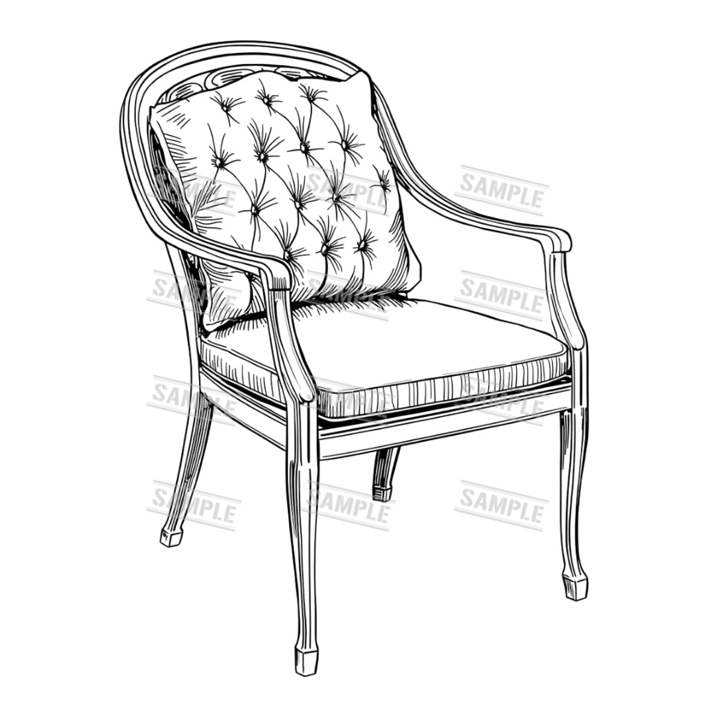 『chairs ~monochrome ver.~(椅子/モノクロ版)』 背景透過PNG素材 30点セット