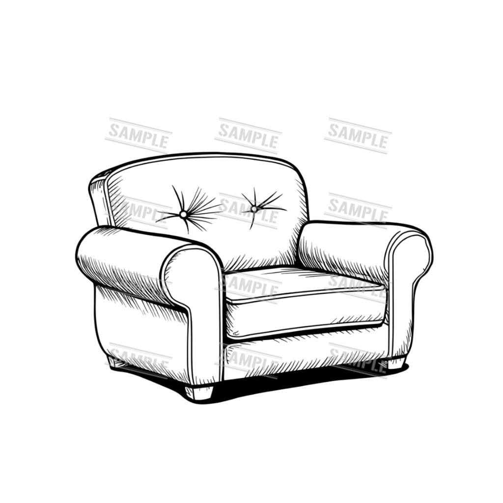 『chairs ~monochrome ver.~(椅子/モノクロ版)』 背景透過PNG素材 30点セット