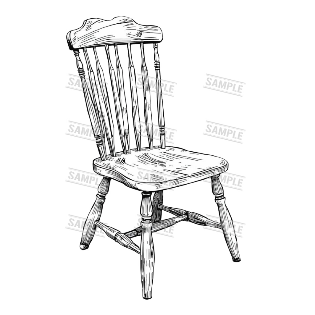 『chairs ~monochrome ver.~(椅子/モノクロ版)』 背景透過PNG素材 30点セット