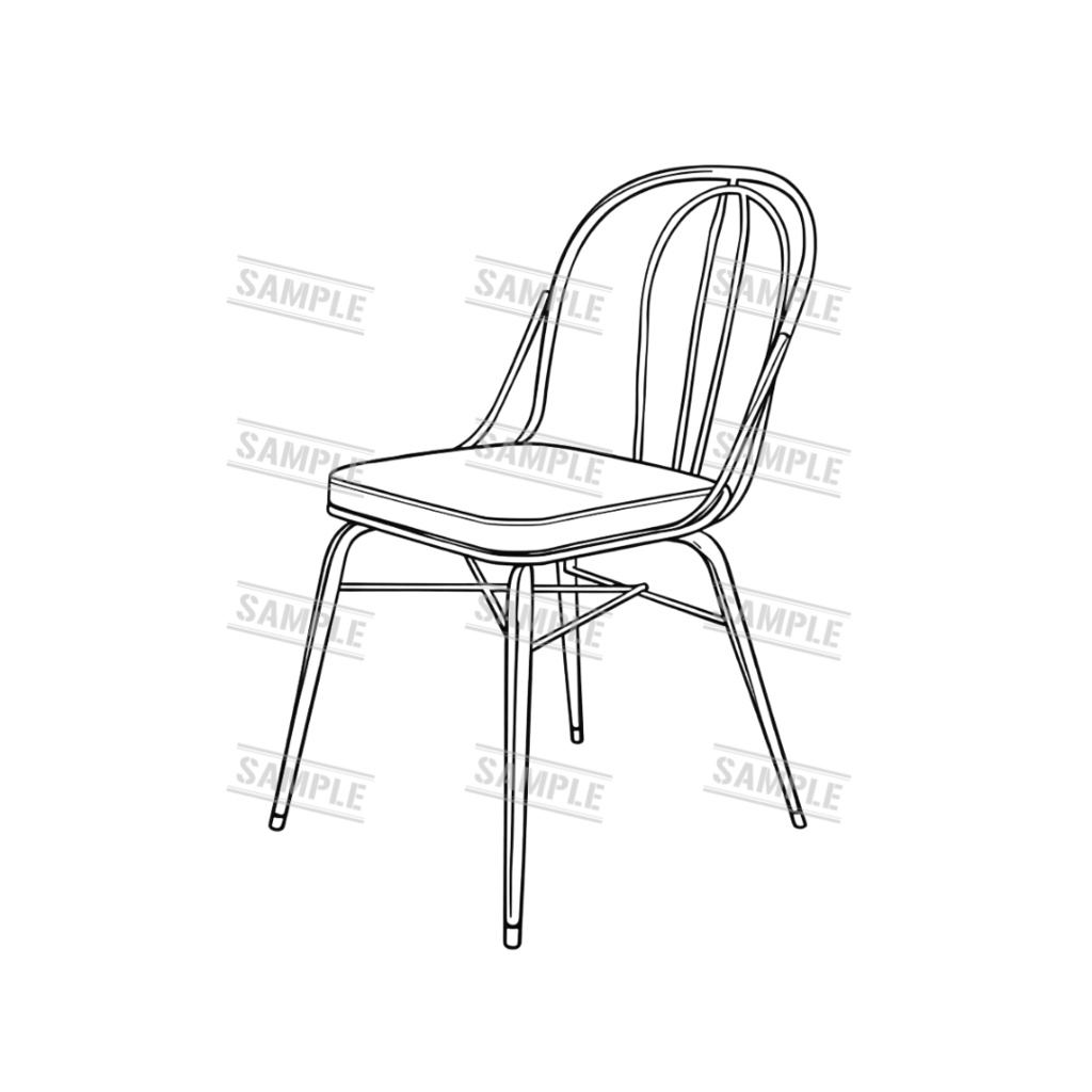 『chairs ~monochrome ver.~(椅子/モノクロ版)』 背景透過PNG素材 30点セット