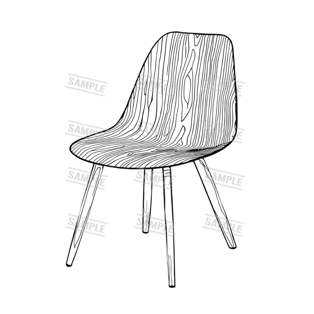 『chairs ~monochrome ver.~(椅子/モノクロ版)』 背景透過PNG素材 30点セット